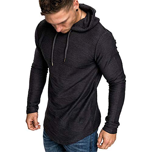 Cot-Oath Herren Fashion Athletic Hoodies Active Outdoor Muscle Gym Running Sweatshirt Langarm Tops - Schwarz - Medium von Cot-Oath