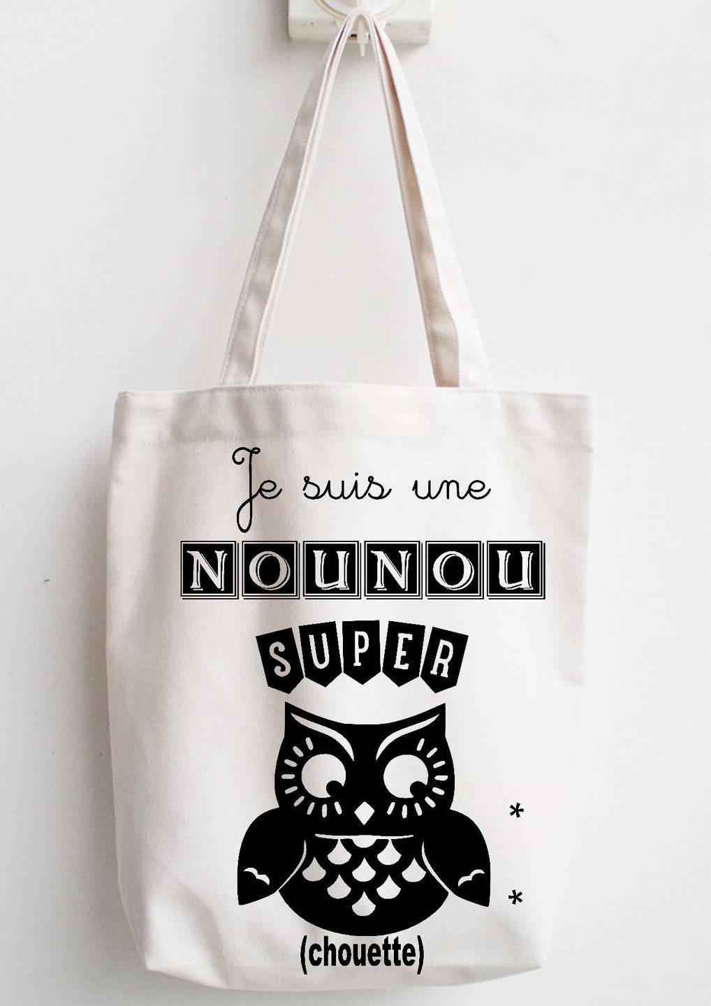 Personalisierte Geschenktüte Zum Jahresende - „Super Coole Nanny" Geschenk Für Nanny, Lehrerin, Großmutter, Patentante Baumwolltasche von Cotebonheur