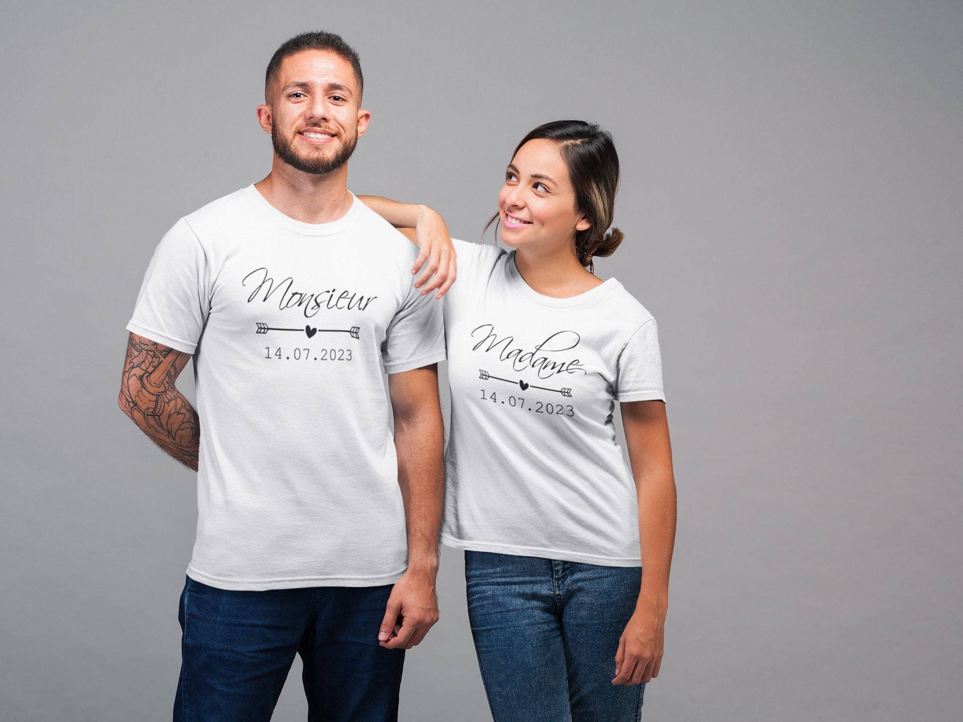 T-Shirts Zur Hochzeit Für Paare, Herr Und Frau + Geschenkdatum Evjf Am Tag Nach Der von Cotebonheur