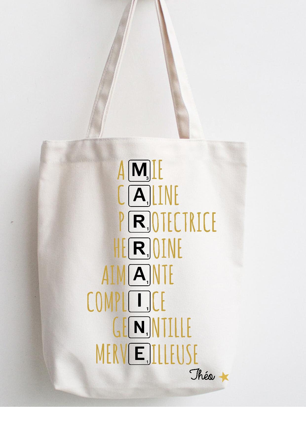 Tasche Für Die Patin, Personalisierte Geschenk Taufe von Cotebonheur