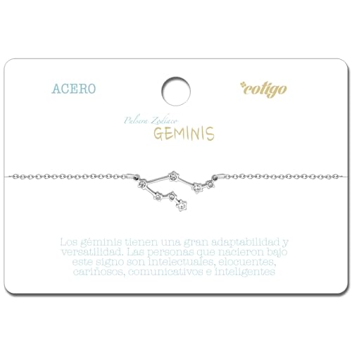 cotigo, Armband mit Sternzeichen, Edelstahl, Horoskop mit Zirkonia, Sternzeichen, Schmuck, Astrologie für Damen, 12 Stück, 19 centímetros, Zirkonium Edelstahl von cotigo