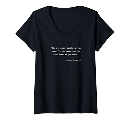 Damen F Scott Fitzgerald Zitat The World T-Shirt mit V-Ausschnitt von Coto7