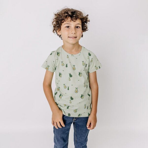 Cotokids Baby T-Shirt Bio-Baumwolle „Avocado 13“ natur, Kurzarmshirt mit fruchtigem Print von Walkiddy, weicher Jersey für Babys, hautfreundlich, elastisch & nachhaltig gefertigt von Cotokids