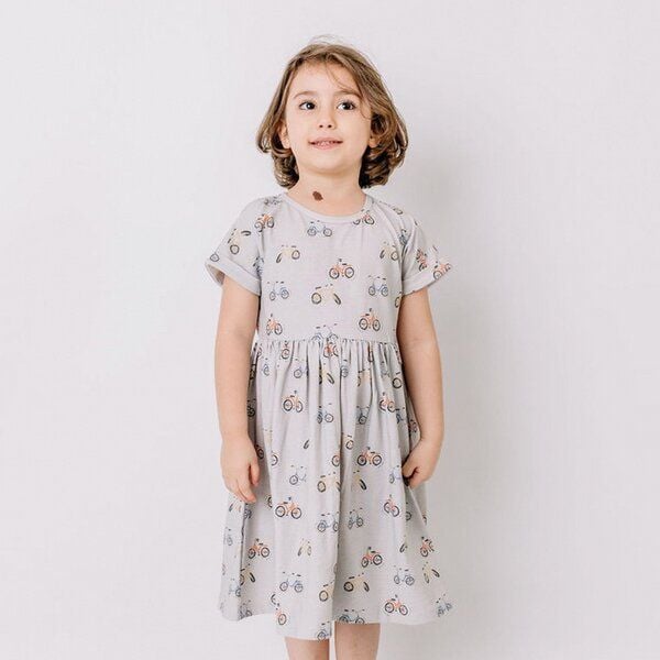 Cotokids Baby Kleid Bio-Baumwolle GOTS Bicycle Print von Walkiddy – bequemes, schwingendes Alltagskleid für Babys und Kleinkinder, nachhaltig, fair und hautsympathisch – ideal zum Spielen und Feiern von Cotokids