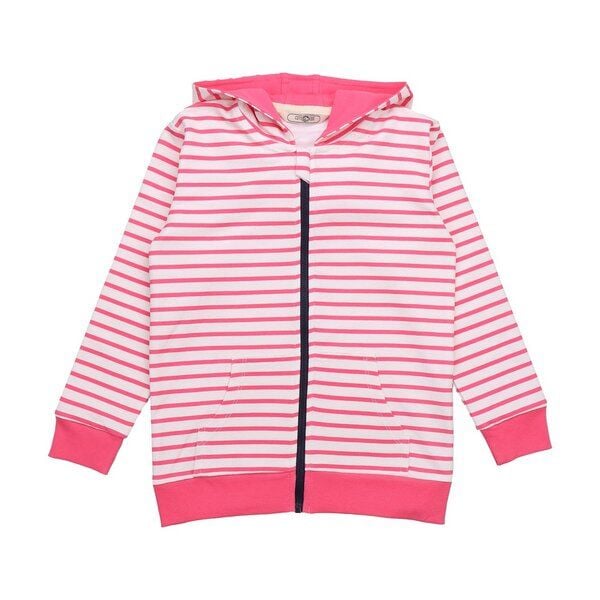 Cotokids Kinder Sweatjacke GOTS-zertifiziert aus Bio-Baumwolle, rosa-weiß gestreift mit Kapuze, Reißverschluss – Walkiddy, weich, hautfreundlich & nachhaltig von Cotokids