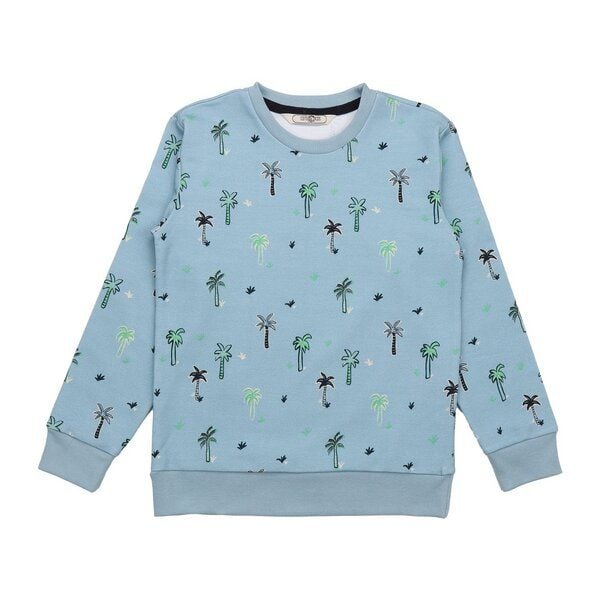 Cotokids Kinder Sweatshirt GOTS-zertifiziert aus Bio-Baumwolle hellblau mit Palmen-Motiv – Walkiddy von Cotokids