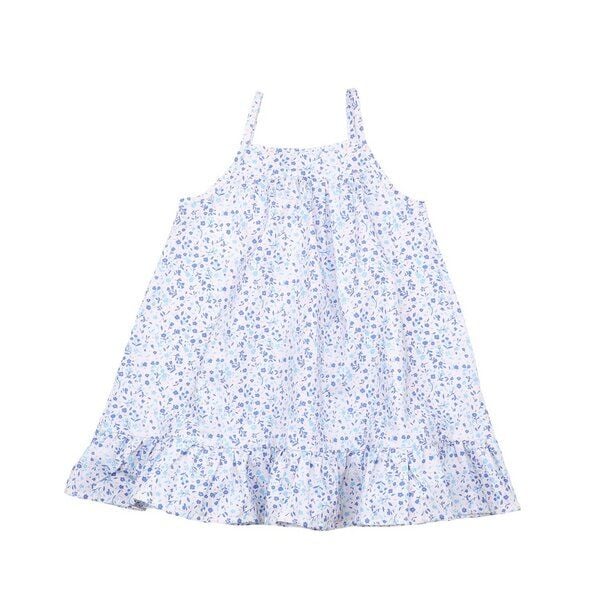 Cotokids Kinder Trägerkleid GOTS-zertifiziert aus Bio-Baumwolle, blaues Blumenmuster – Walkiddy, leicht & sommerlich von Cotokids