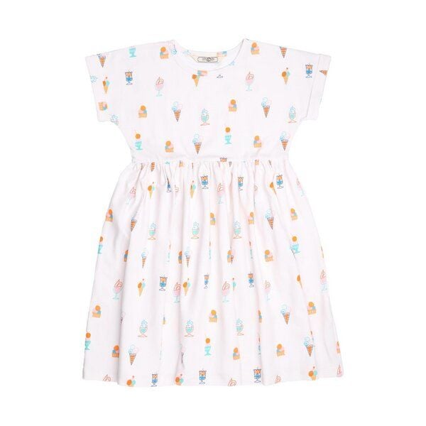 Cotokids Kinderkleid – Weiß mit Eiscreme-Print, leicht & bequem, Sommerkleid | Walkiddy von Cotokids