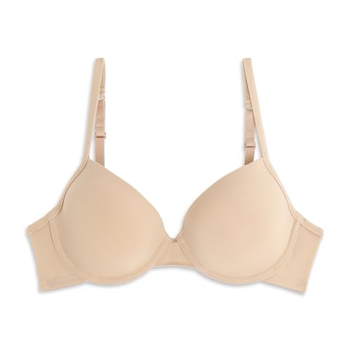Cotonella, Manuela BH aus weicher Mikrofaser Stretch - BH mit leicht gepolsterten und vorgeformten Cups, mit Bügel und verstellbaren Trägern - Art.CD019, beige, M/75B von Cotonella