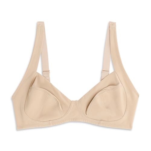 Cotonella, Violetter BH aus weicher Mikrofaser, bügelloser BH mit durchgehender seitlicher Unterstützung von der Cup bis zum Schultergurt, mit Untercup-Futter aus 100% Baumwolle - Art.CD053, beige, XL von Cotonella