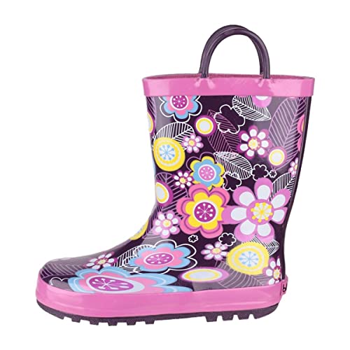 Cotswold Kinder Mädchen Gummistiefel Regenstiefel Wasserdicht Stiefel Motiv Blume 26 von Cotswold