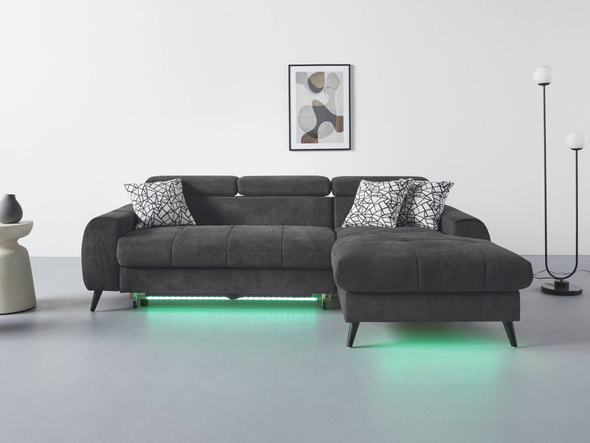 COTTA Ecksofa "Mia L-Form", 3-tlg.-Kissen-Set, Recamiere, wahlweise mit oder ohne RGB-Beleuchtung von Cotta