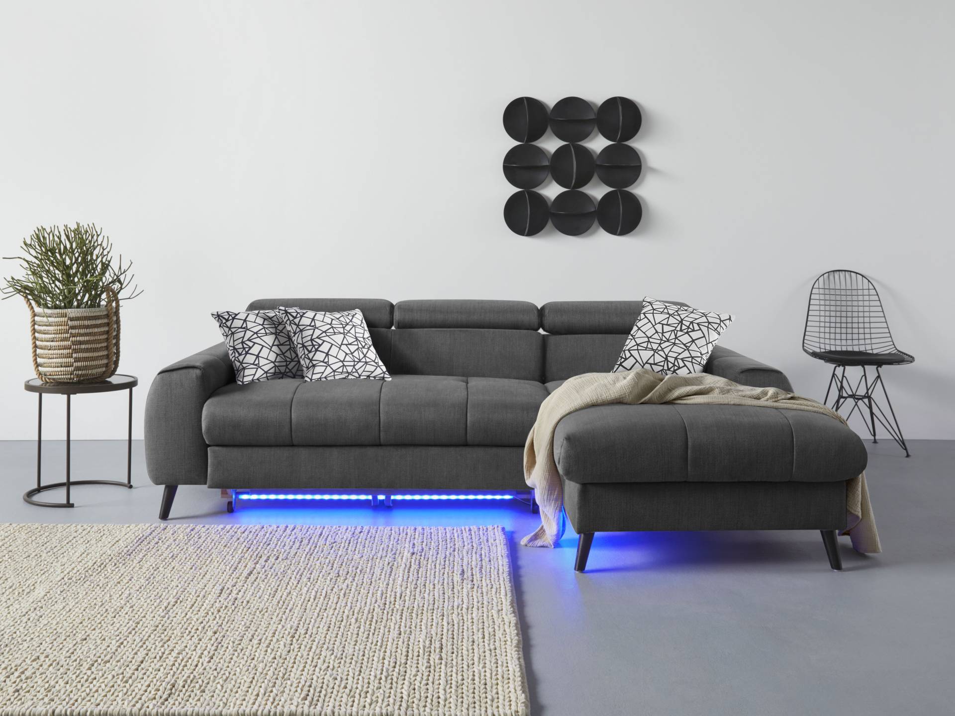 COTTA Ecksofa "Mia L-Form", 3-tlg.-Kissen-Set, Recamiere, wahlweise mit oder ohne RGB-Beleuchtung von Cotta