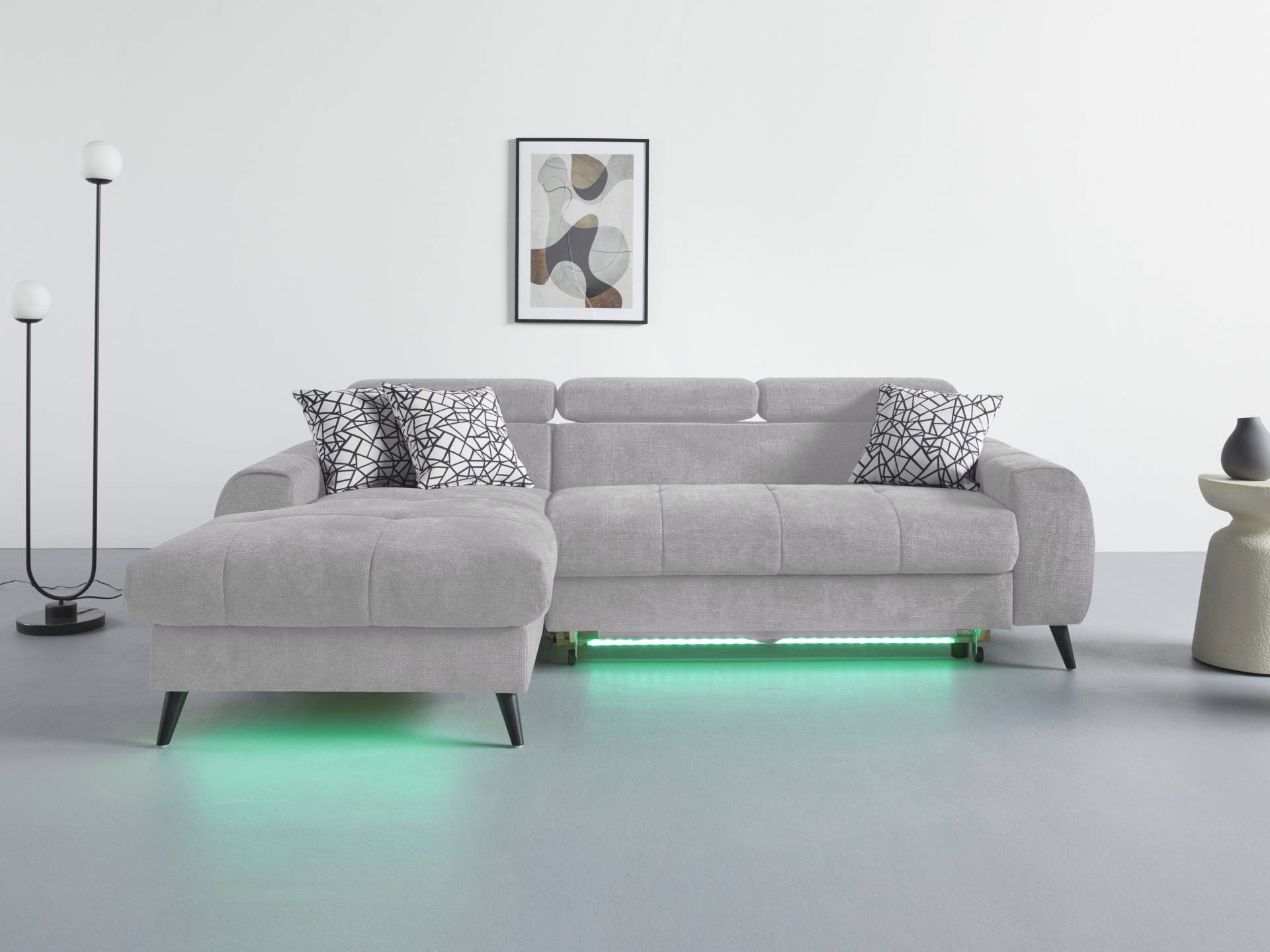 COTTA Ecksofa "Mia L-Form", 3-tlg.-Kissen-Set, Recamiere, wahlweise mit oder ohne RGB-Beleuchtung von Cotta