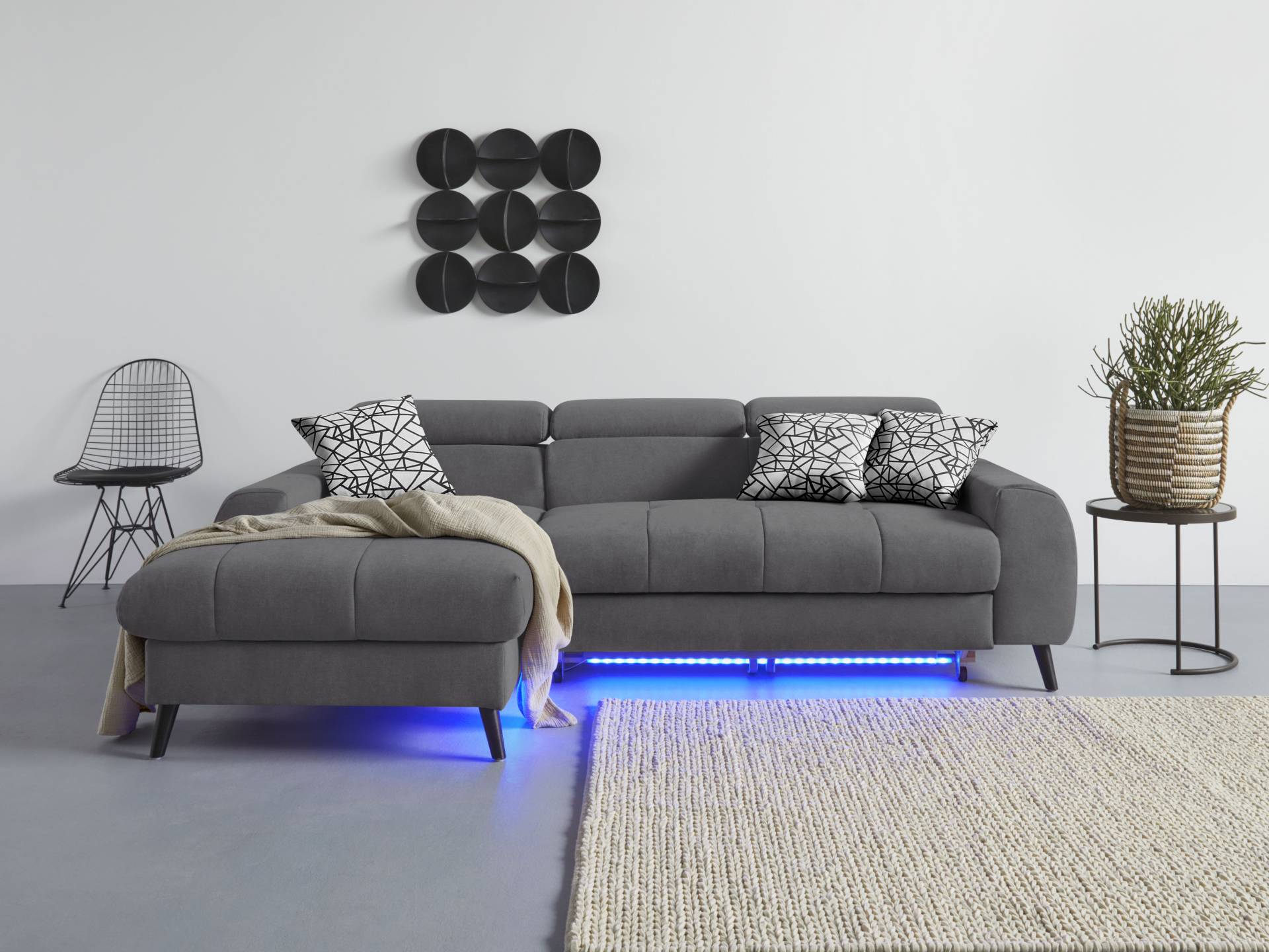 COTTA Ecksofa "Mia L-Form", 3-tlg.-Kissen-Set, Recamiere, wahlweise mit oder ohne RGB-Beleuchtung von Cotta