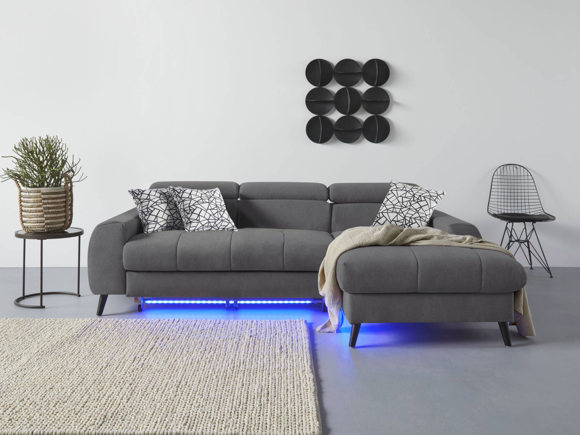 COTTA Ecksofa "Mia L-Form", 3-tlg.-Kissen-Set, Recamiere, wahlweise mit oder ohne RGB-Beleuchtung von Cotta