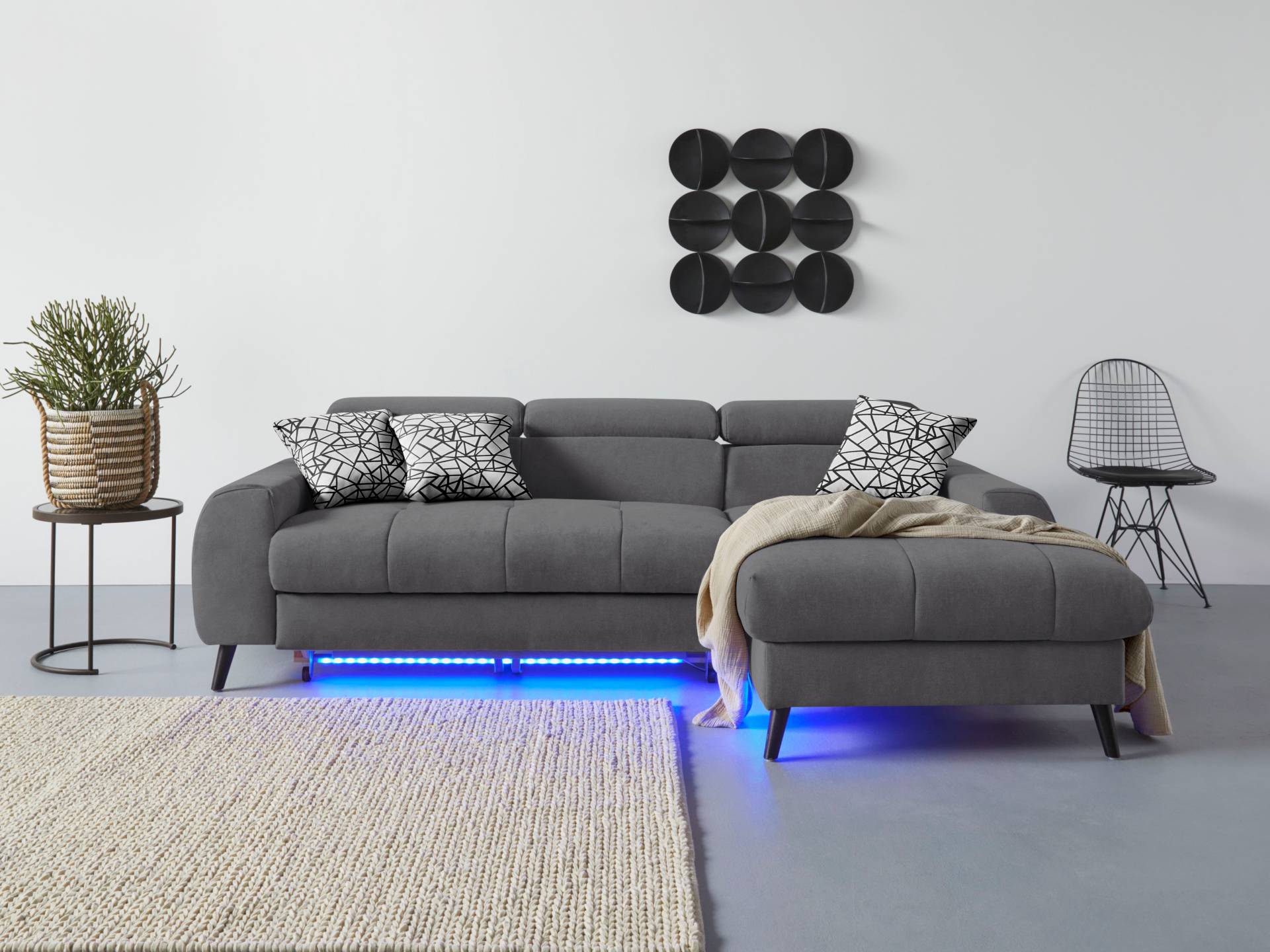 COTTA Ecksofa "Mia L-Form", 3-tlg.-Kissen-Set, Recamiere, wahlweise mit oder ohne RGB-Beleuchtung von Cotta