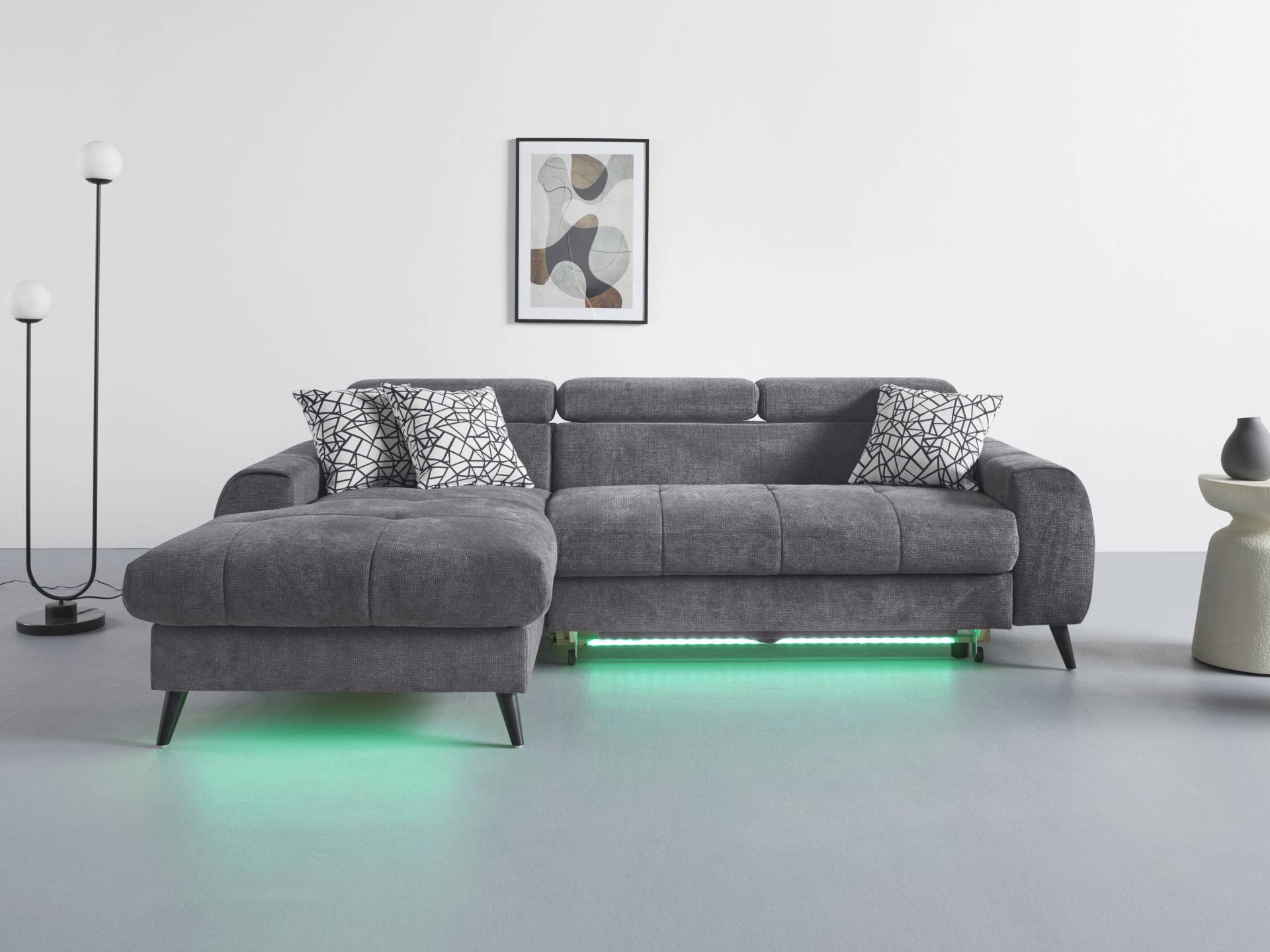 COTTA Ecksofa "Mia L-Form", 3-tlg.-Kissen-Set, Recamiere, wahlweise mit oder ohne RGB-Beleuchtung von Cotta