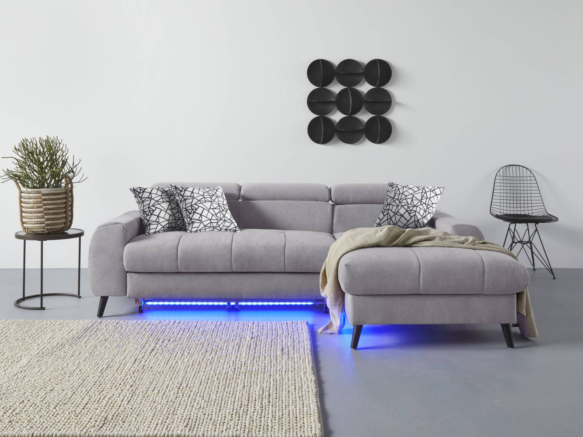 COTTA Ecksofa "Mia L-Form", 3-tlg.-Kissen-Set, Recamiere, wahlweise mit oder ohne RGB-Beleuchtung von Cotta