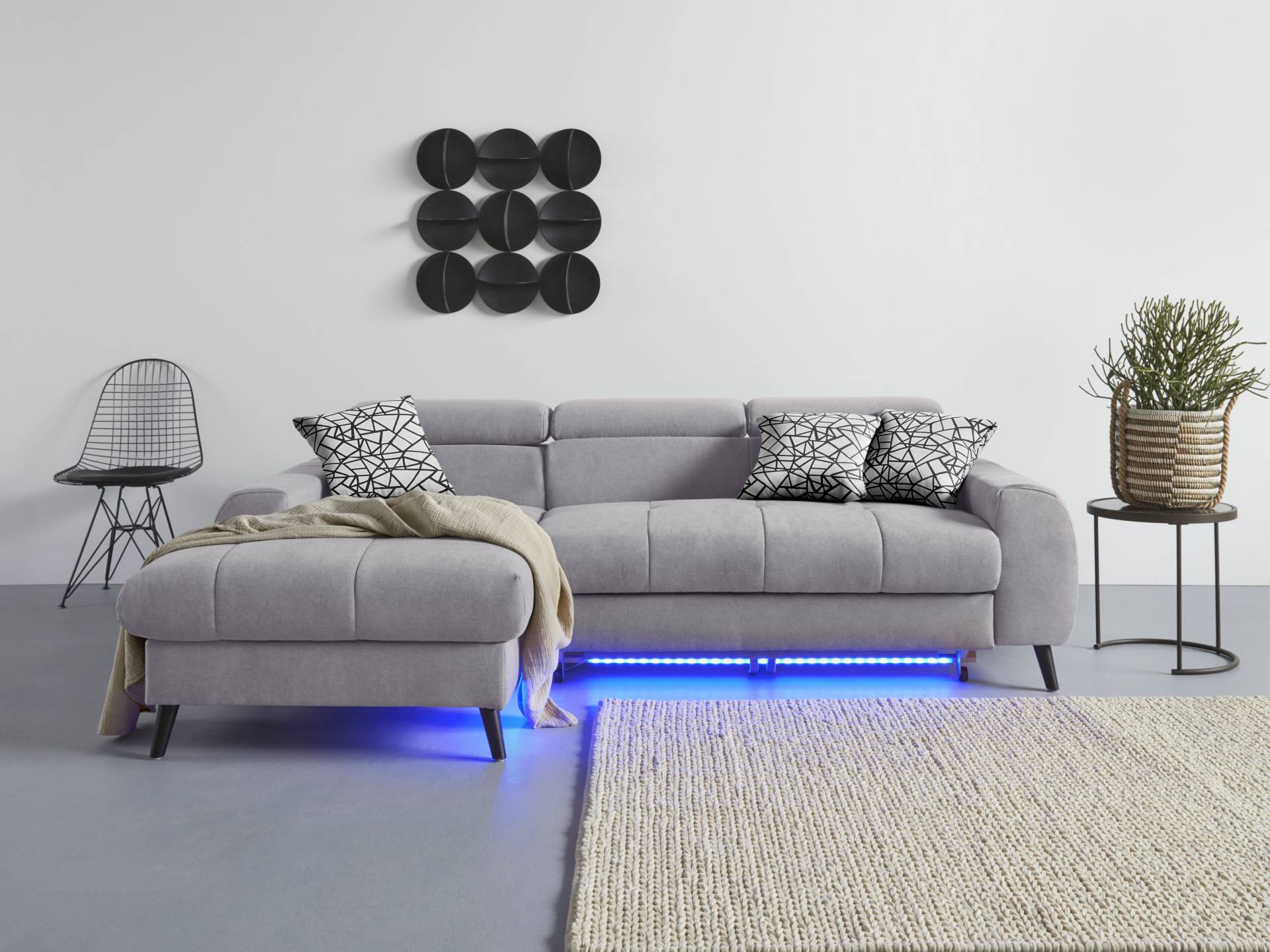 COTTA Ecksofa "Mia L-Form", 3-tlg.-Kissen-Set, Recamiere, wahlweise mit oder ohne RGB-Beleuchtung von Cotta