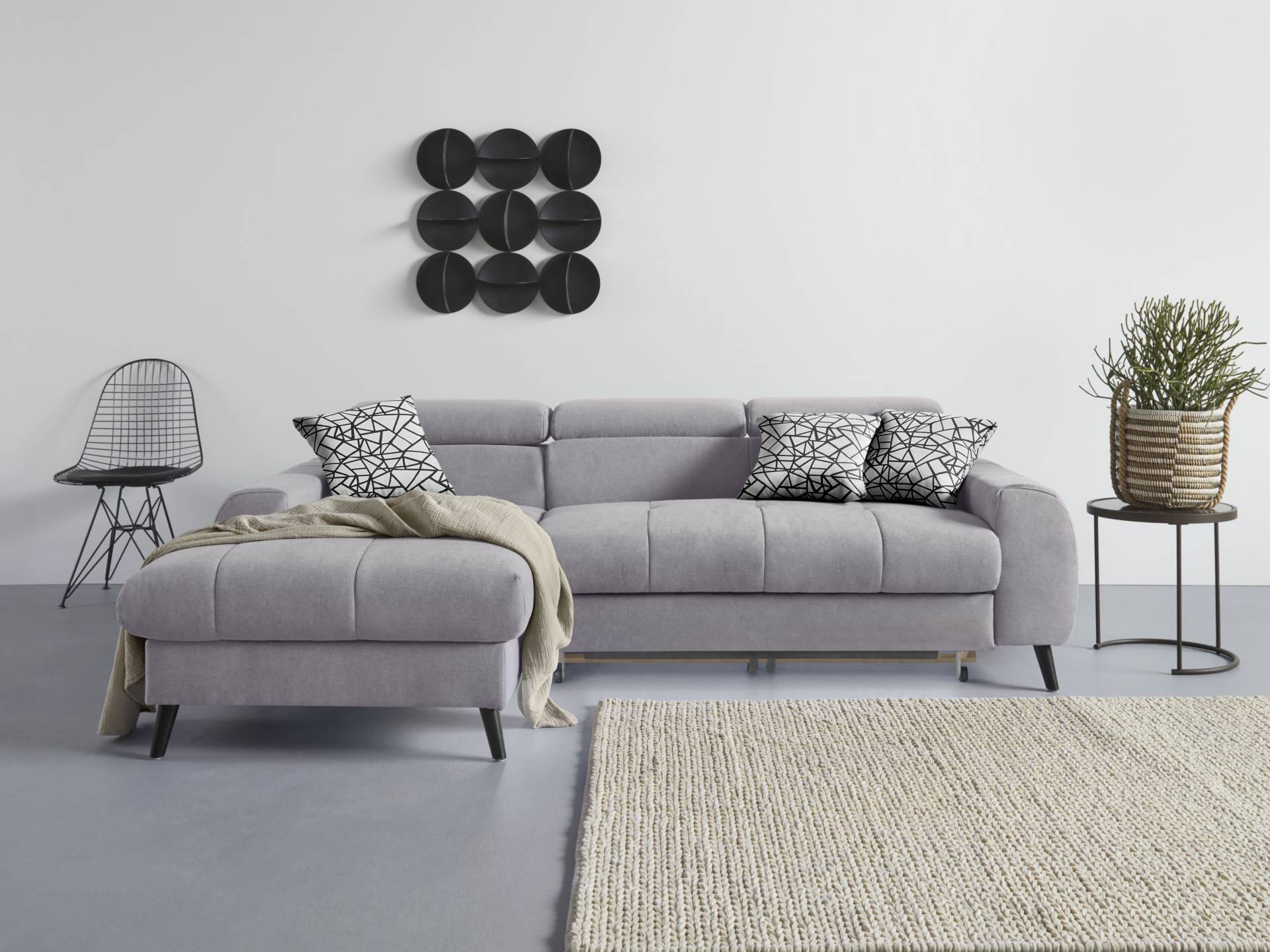 COTTA Ecksofa "Mia L-Form", 3-tlg.-Kissen-Set, Recamiere, wahlweise mit oder ohne RGB-Beleuchtung von Cotta