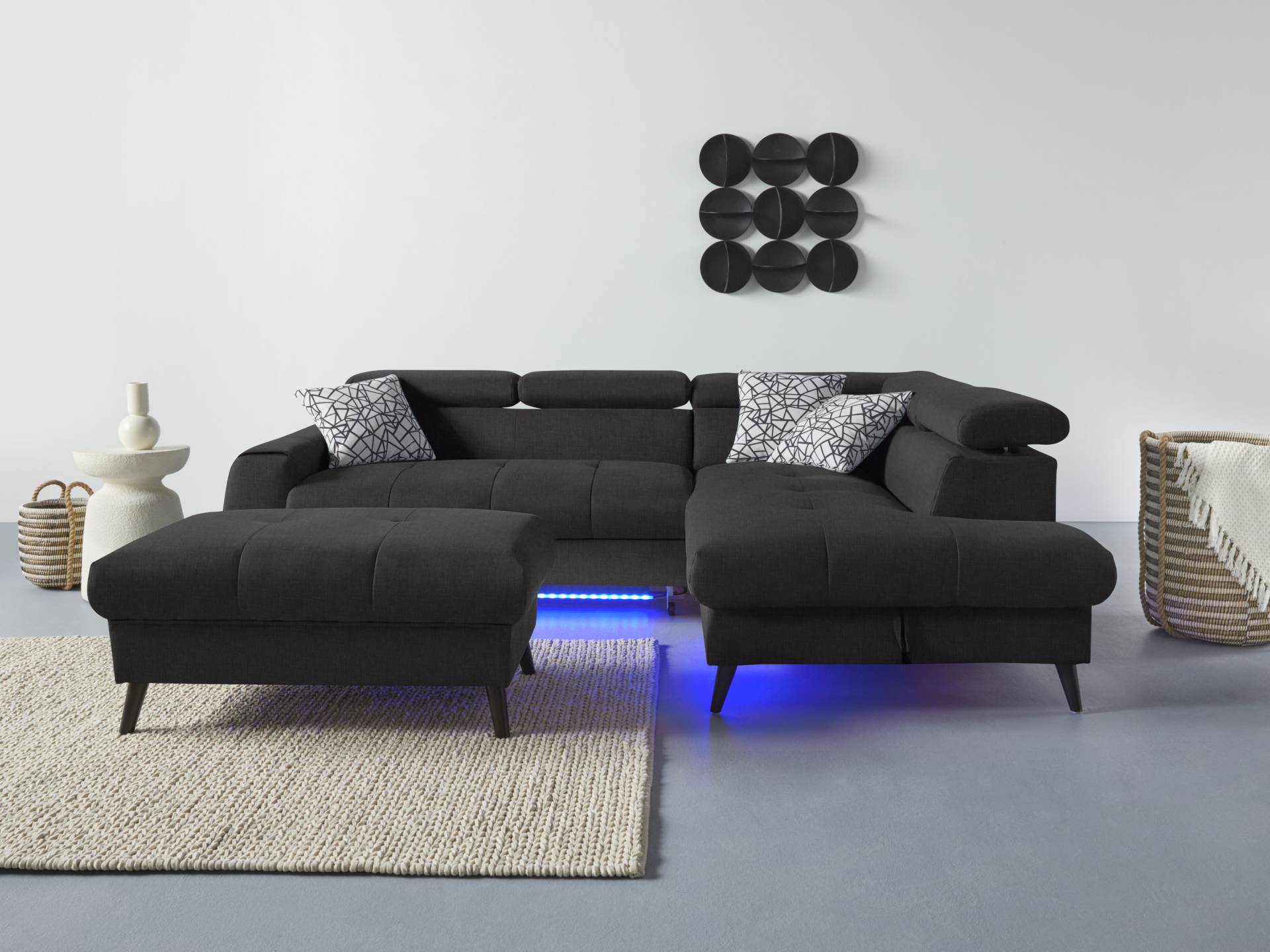 COTTA Ecksofa "Mia L-Form", 3-tlg.-Kissen-Set, Ottomane, wahlweise mit oder ohne RGB-Beleuchtung von Cotta