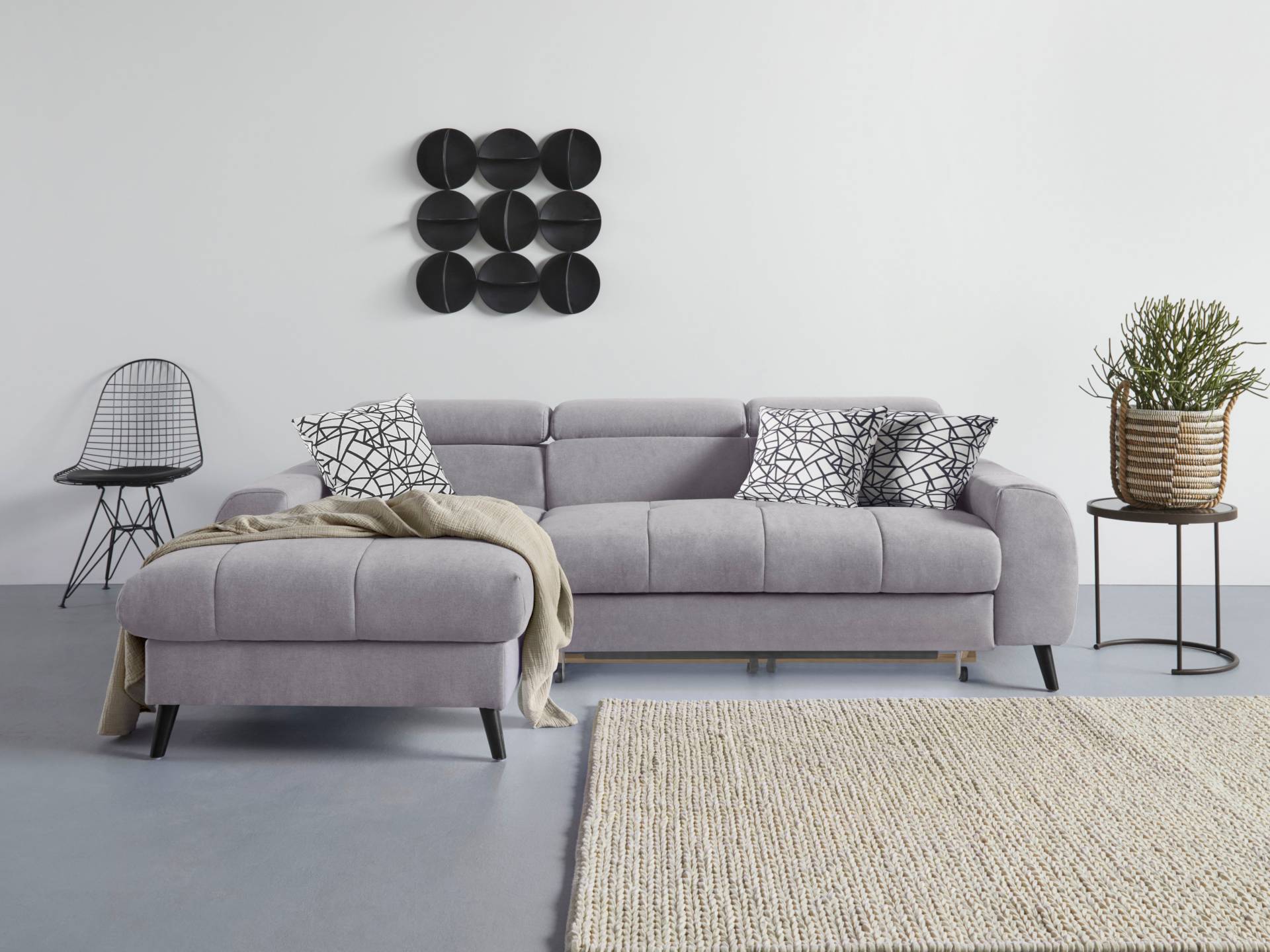 COTTA Ecksofa "Mia L-Form", 3-tlg.-Kissen-Set, Recamiere, wahlweise mit oder ohne RGB-Beleuchtung von Cotta