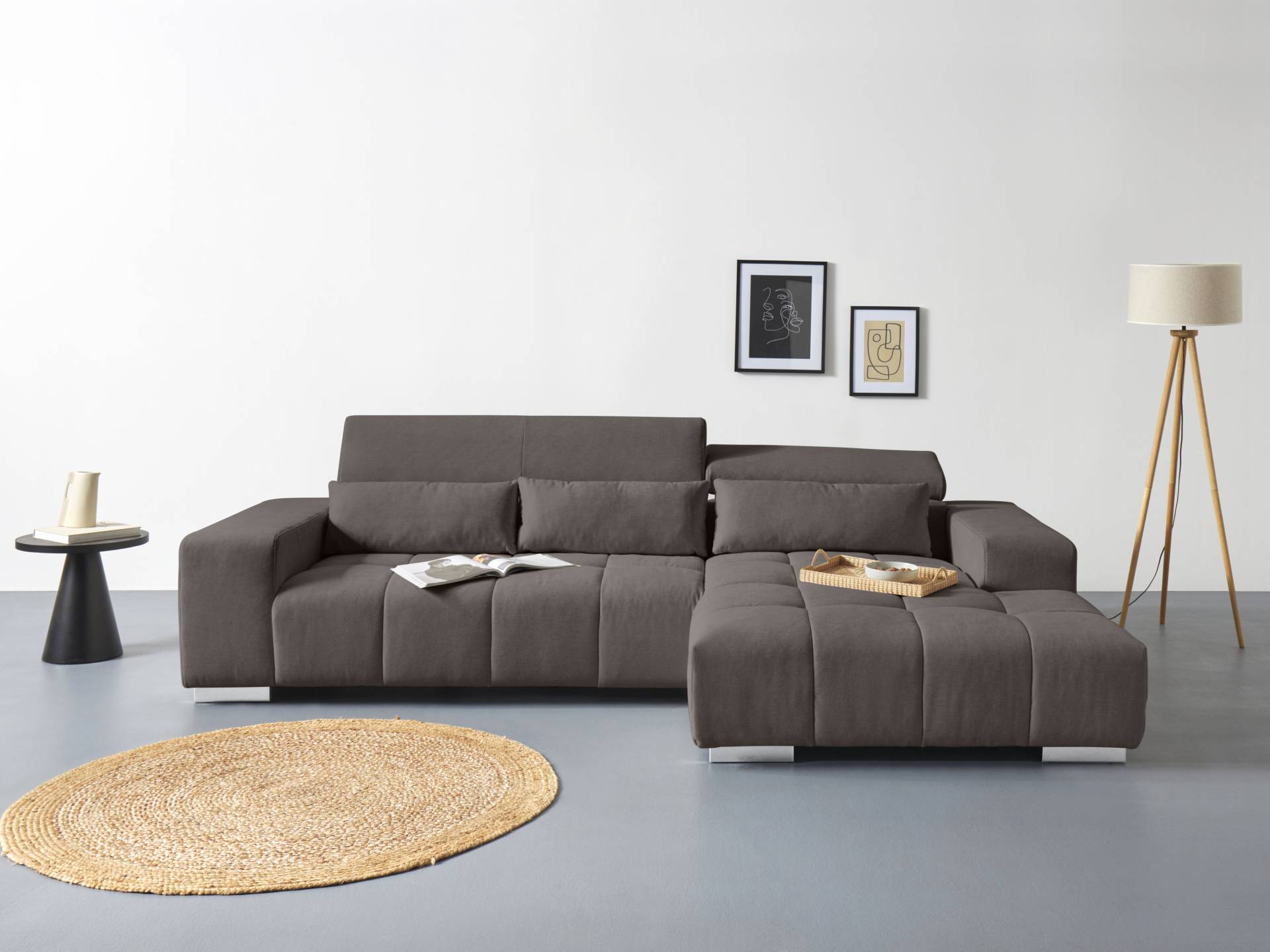 COTTA Ecksofa "Orion L-Form", mit Recamiere, inkl. verstellbaren Kopfstützen und 3 Kissen von Cotta