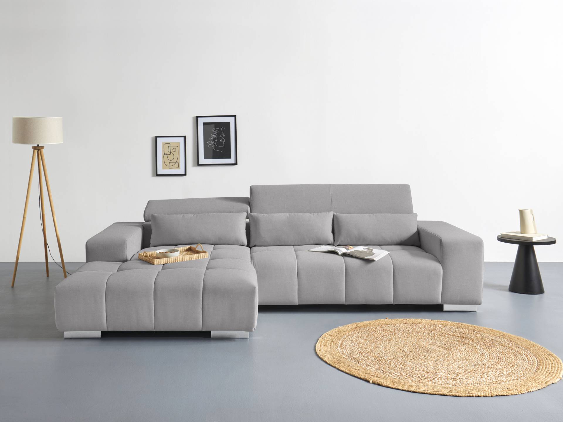 COTTA Ecksofa "Orion L-Form", mit Recamiere, inkl. verstellbaren Kopfstützen und 3 Kissen von Cotta