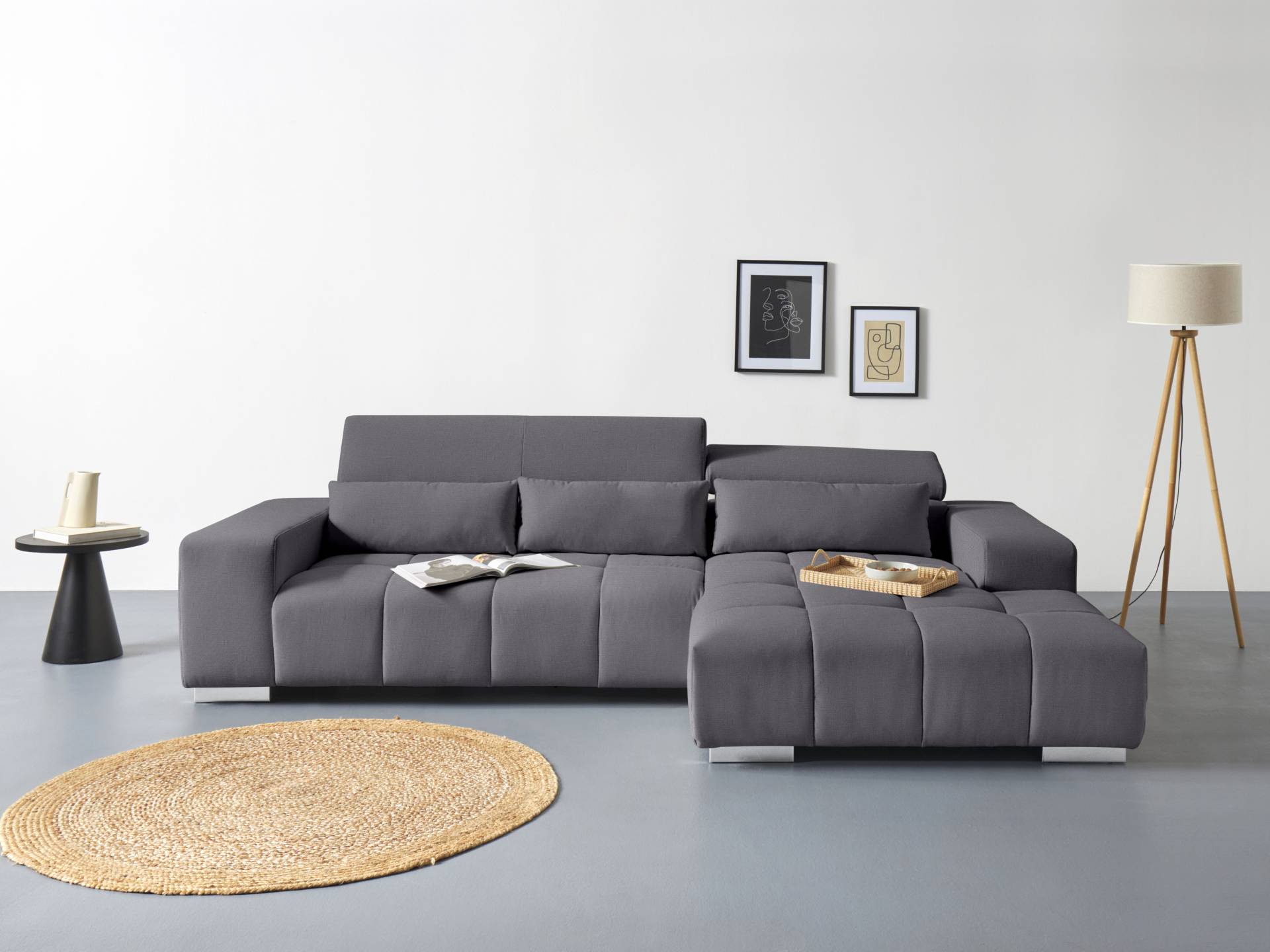 COTTA Ecksofa "Orion L-Form", mit Recamiere, inkl. verstellbaren Kopfstützen und 3 Kissen von Cotta