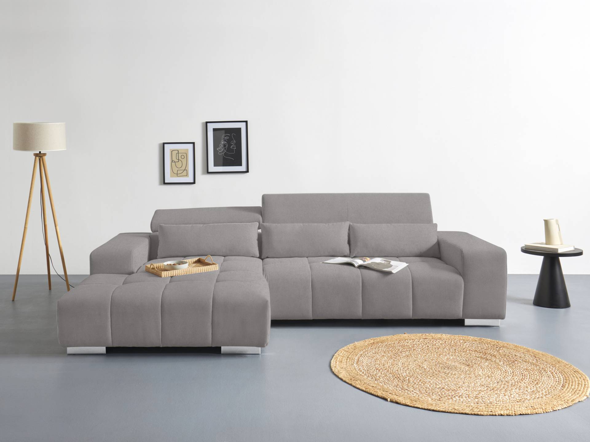 COTTA Ecksofa "Orion L-Form", mit Recamiere, inkl. verstellbaren Kopfstützen und 3 Kissen von Cotta