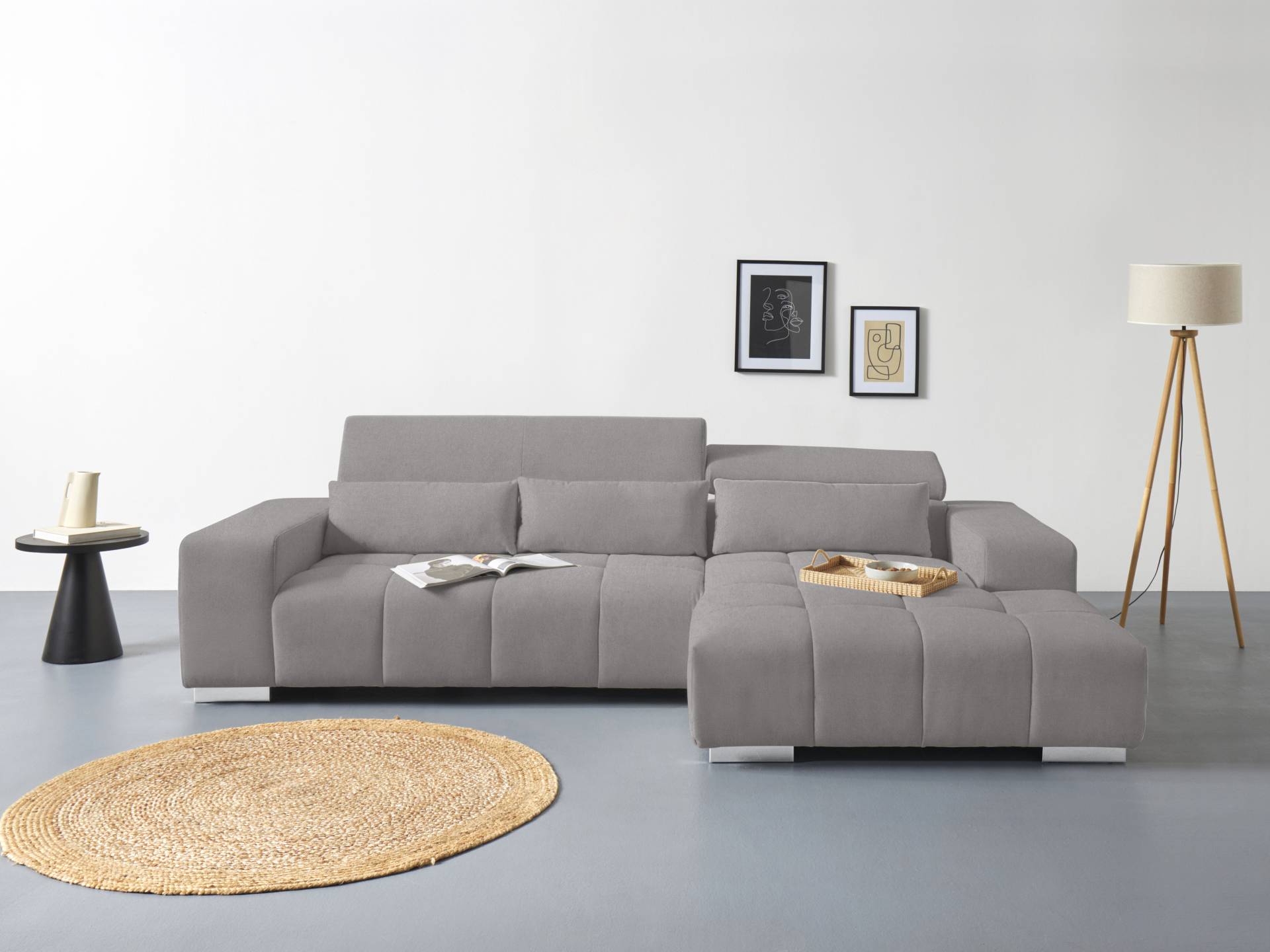 COTTA Ecksofa "Orion L-Form", mit Recamiere, inkl. verstellbaren Kopfstützen und 3 Kissen von Cotta