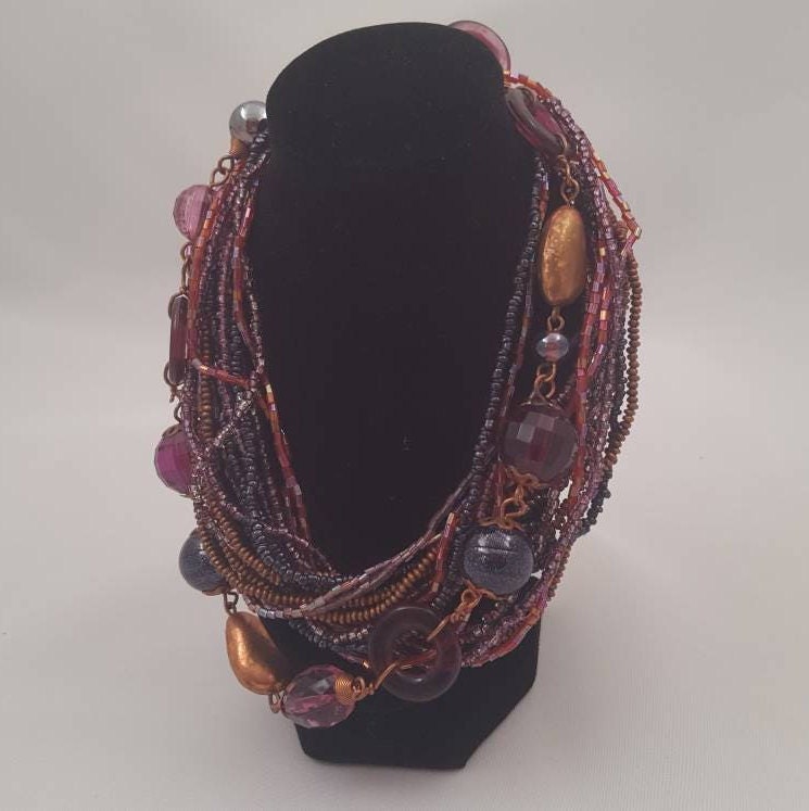 Vintage 90Er Jahre Multi Strand Amethyst Und Lila Perlen Halskette von CottageChicCanada