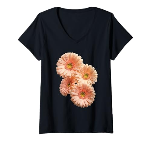 Damen Gerber Gänseblümchen T-Shirt mit V-Ausschnitt Damen Gerber Gänseblümchen T-Shirt mit V-Ausschnitt von CottagePop