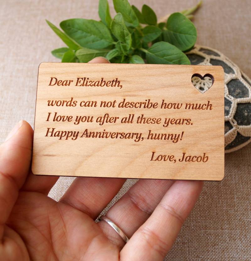 Brieftasche Karte, Personalisierte Einleger Gravierte Geldbörse Einlage, Holz 5. Hochzeitstag Geschenkidee von CottageWedding