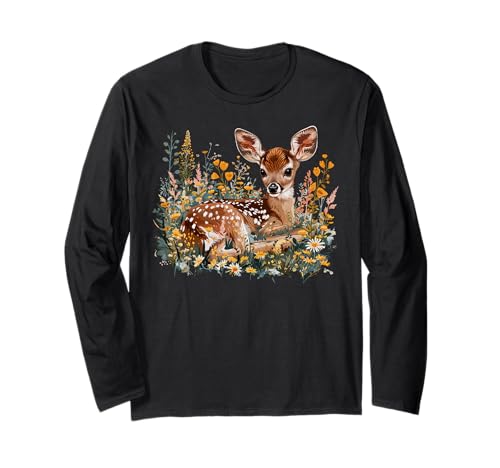 Cottagecore Süßes Rehkitz Grafik Floral Baby Hirsch Natur Liebhaber Langarmshirt Cottagecore Süßes Rehkitz Grafik Floral Baby Hirsch Natur Liebhaber Langarmshirt von Cottagecore Cute Deer Floral Aesthetic Design