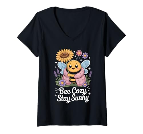 Damen Bee Cozy Stay Sunny – Cute Cottagecore Hummel für Imker T-Shirt mit V-Ausschnitt Damen Bee Cozy Stay Sunny – Cute Cottagecore Hummel für Imker T-Shirt mit V-Ausschnitt von Cottagecore Hive Apparel Cute Bee & Nature Designs
