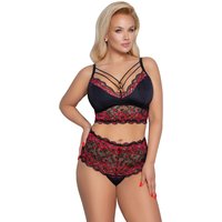 Cotteli Sinnliche Eleganz: Soft-BH und Taillen-Slip in zweifarbiger Spitze mit verziertem Dekolleté und Spitzenbund von Cottelli CURVES