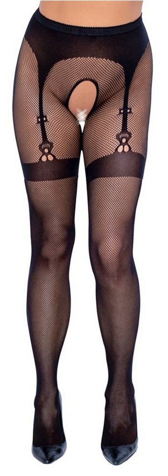 Cottelli Collection Ouvert Strumpfhose Ouvert Netz Strumpfhose im Straps-Look (1 St) transparent von Cottelli Collection