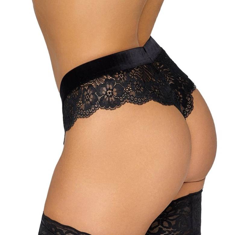 Cottelli Collection String-Ouvert Spitzen-String mit Kette im Schritt - schwarz (1-St) Bund aus streichelweichem Samt von Cottelli Collection