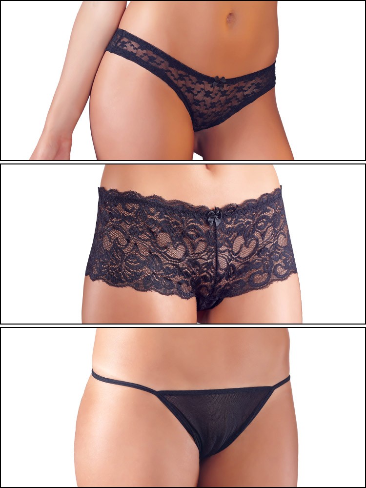 Slip-Set 3er Pack, schwarz (L) von Cottelli Collection