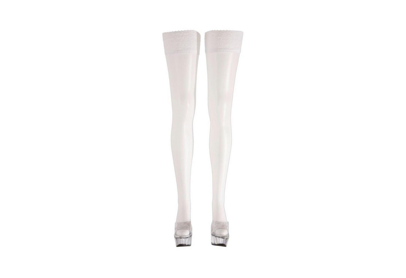 Cottelli LEGWEAR Halterlose Feinstrümpfe Cottelli LEGWEAR - Halterlose Strümpfe weiß - (L,M von Cottelli LEGWEAR