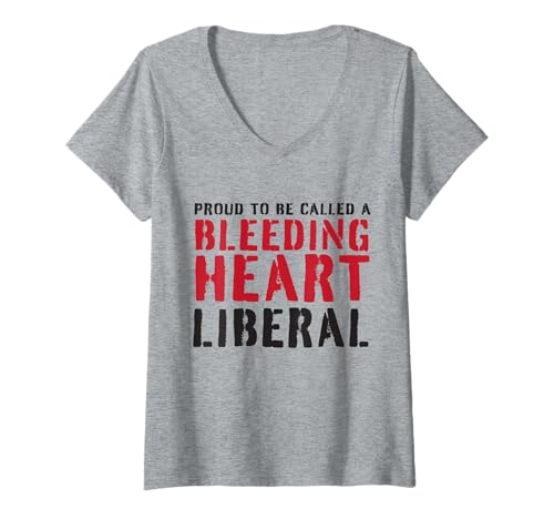 Damen Blutendes Herz Liberaler Stolz T-Shirt mit V-Ausschnitt Damen Blutendes Herz Liberaler Stolz T-Shirt mit V-Ausschnitt von Cotton Ballot