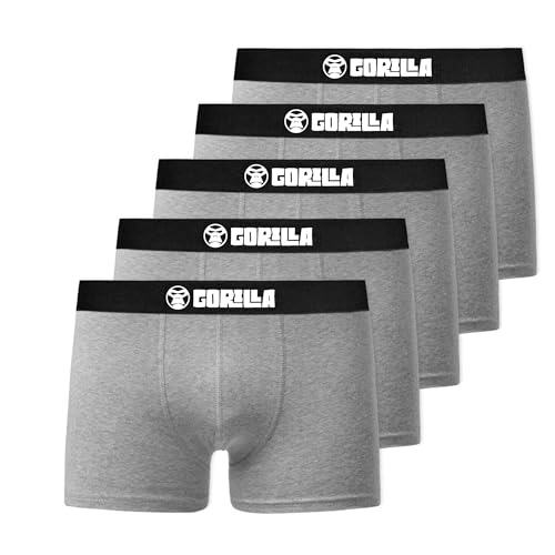 Cotton Castle Boxershorts Herren (5er Pack) Unterhosen Unterwäsche Männer Boxer Retroshorts Baumwolle, Farbe:Grau, Größe:L von Cotton Castle
