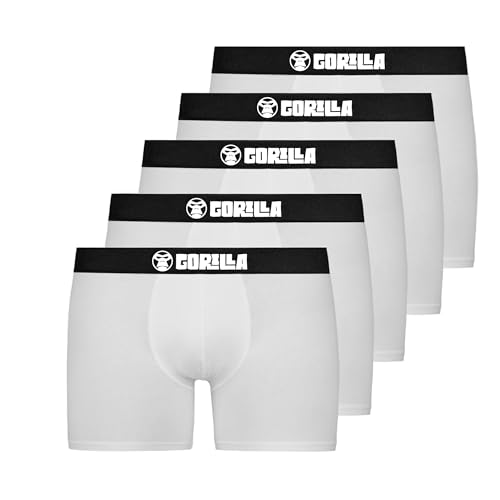 Cotton Castle Boxershorts Herren (5er Pack) Unterhosen Unterwäsche Männer Boxer Retroshorts Baumwolle, Farbe:Weiss, Größe:L von Cotton Castle