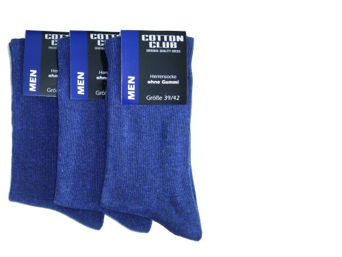 Cotton club 6 Paar Herrensocke ohne gummi Gr. 39-42,43-46, 47-50, 51-54 (43-46, Jeans-blau) von Cotton club