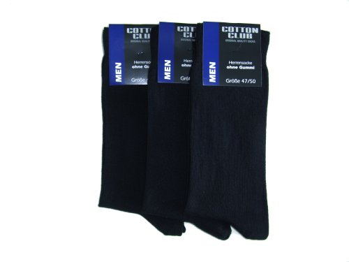Cotton club 6 Paar Herrensocke ohne gummi Gr. 39-42,43-46, 47-50, 51-54 (47-50, Schwarz) von Cotton Club
