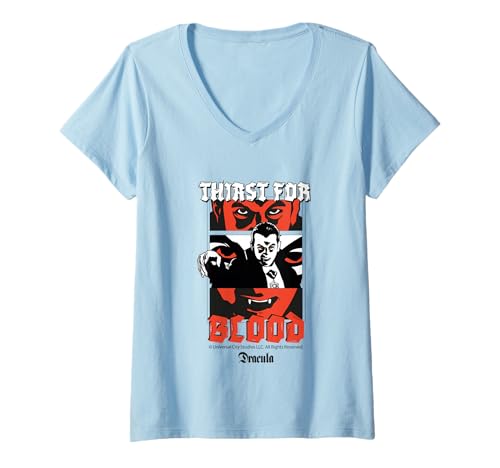 Damen Bride of Frankenstein Durst nach Blut T-Shirt mit V-Ausschnitt von Cotton Division