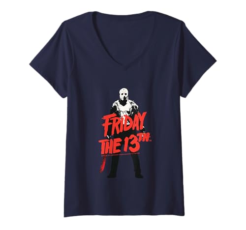 Damen Freitag der 13. Halloween Design Horror Classic T-Shirt mit V-Ausschnitt von Cotton Division