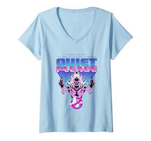Damen Ghostbusters Halloween-Design Quiet Please T-Shirt mit V-Ausschnitt von Cotton Division